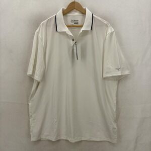 Mizuno Polo Shirt Mens XL White Performance Golf Short Sleeve Tagless Stretch